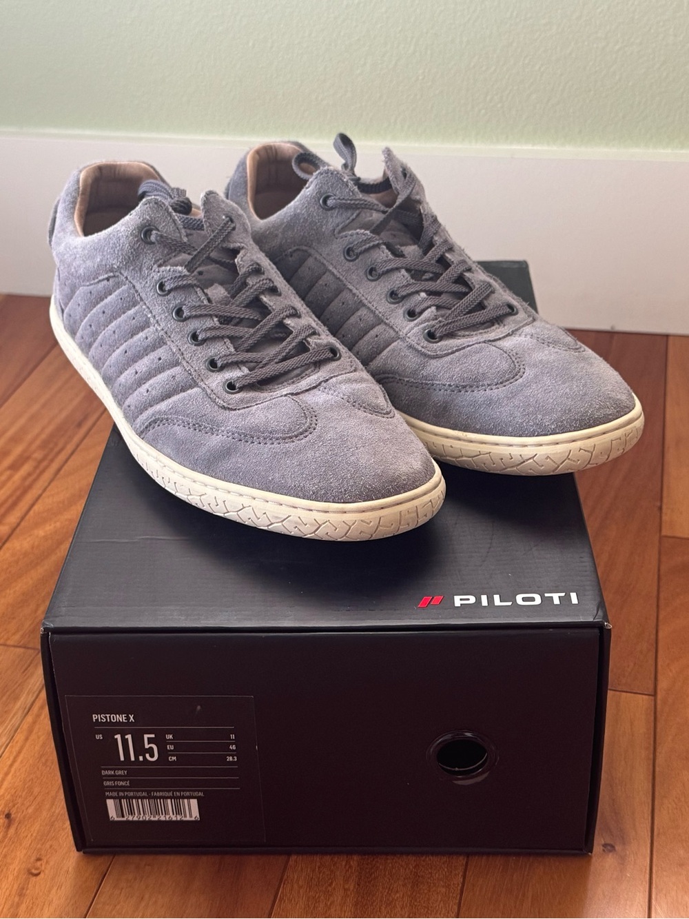 Piloti Pistone X, leather Touring Shoe, size 11.5, dark grey